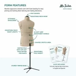 Outlet ❤️ Dritz® Mr. Tailor Male 👗 Dress Form with Adjustable Tri-Pod Stand ✔️ -Deals Dritz Store D335243S 4