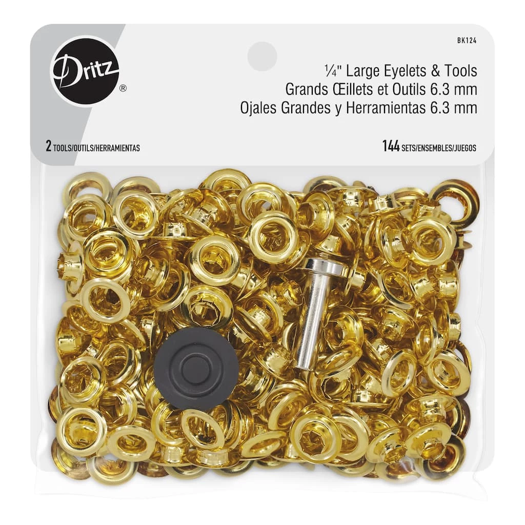 Deals โจ Dritz® Brass Large Eyelets & Tools, 1/4" ๐ 1 Deals โจ Dritz® Brass Large Eyelets & Tools, 1/4" ๐