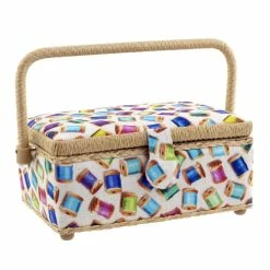 Budget ❤️ Dritz® Spools Small Sewing Basket with Removable Tray 💯