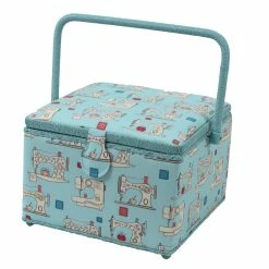 Brand new 🧨 Dritz® Aqua Sewing Machines Large Square Sewing Basket with Removable Tray 🛒