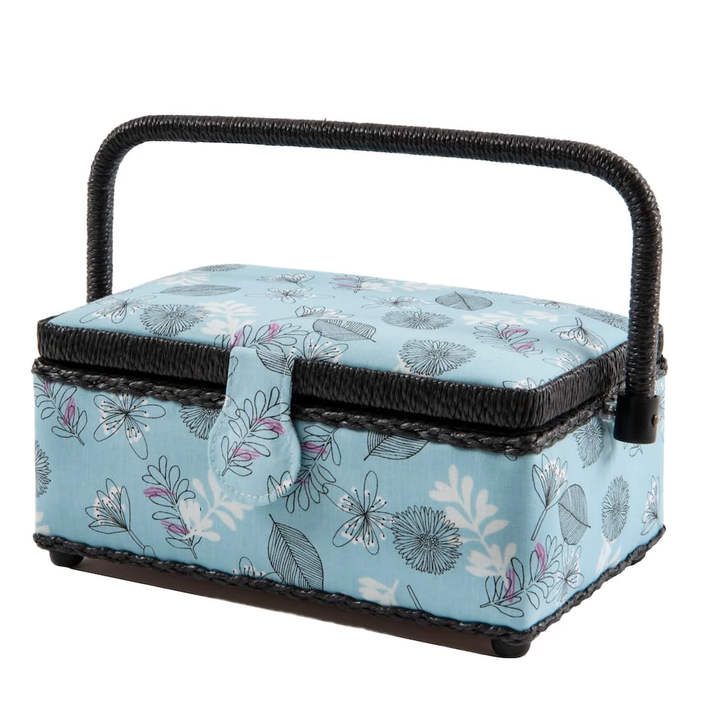 Wholesale 🎉 Dritz® Light Blue Floral Small Rectangular Sewing Basket 😀 1 Wholesale 🎉 Dritz® Light Blue Floral Small Rectangular Sewing Basket 😀