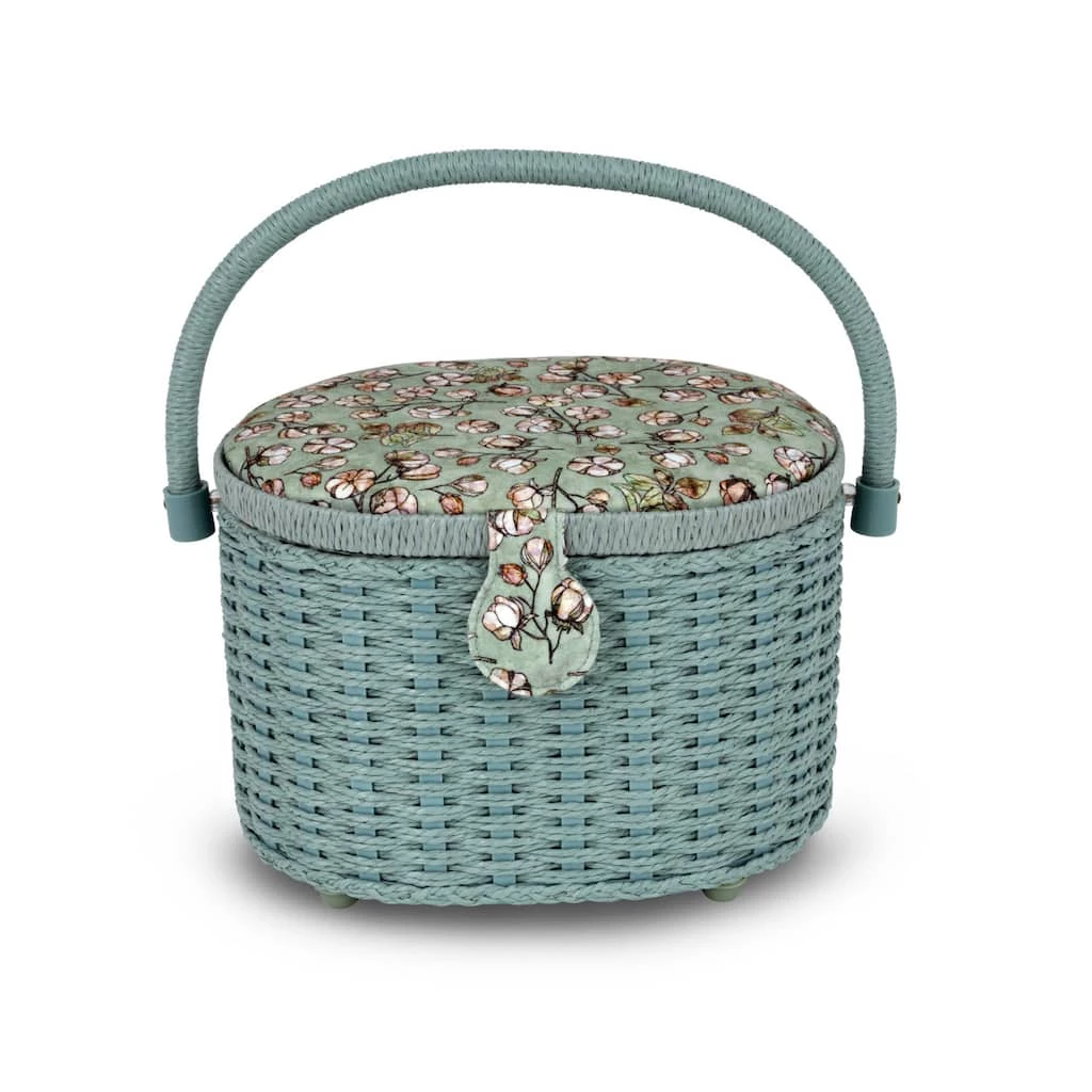 New 🎉 Dritz® Soft Green Floral Small Oval Weaved Sewing Basket 🎁 1 New 🎉 Dritz® Soft Green Floral Small Oval Weaved Sewing Basket 🎁