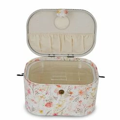 Deals 👍 Dritz® Neutral Floral Large Oval Sewing Basket With Metal Handle ❤️ -Deals Dritz Store D501571S 3