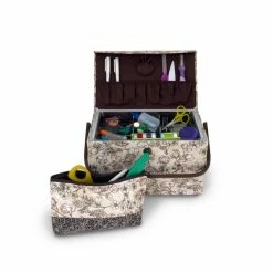 Best deal ❤️ Dritz® Neutral Floral Medium Rectangular Sewing Basket With Zippered Case 🛒 -Deals Dritz Store D501573S 5