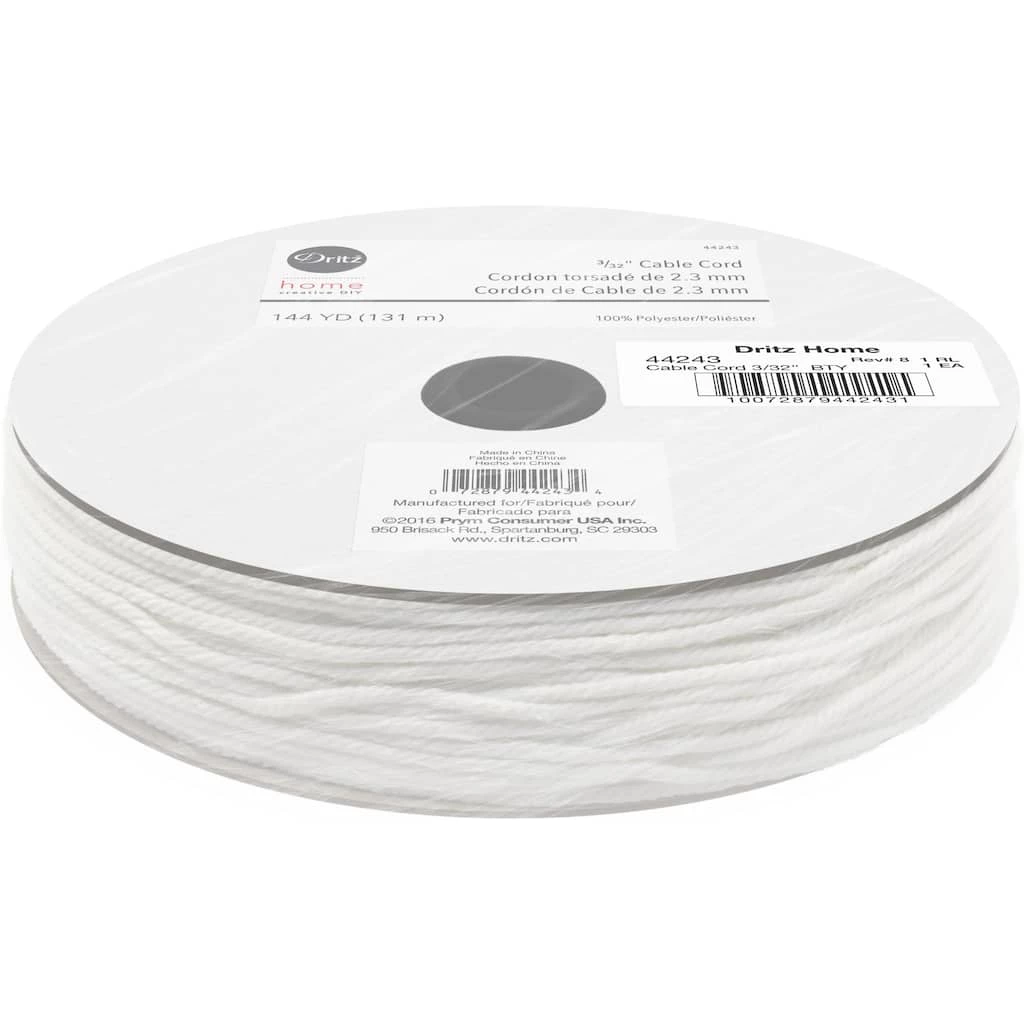 Brand new 🔥 Dritz® Home White Polyester 3/32" Cable Cord, 144yd. ✨ 2 Brand new 🔥 Dritz® Home White Polyester 3/32" Cable Cord, 144yd. ✨ - Image 2
