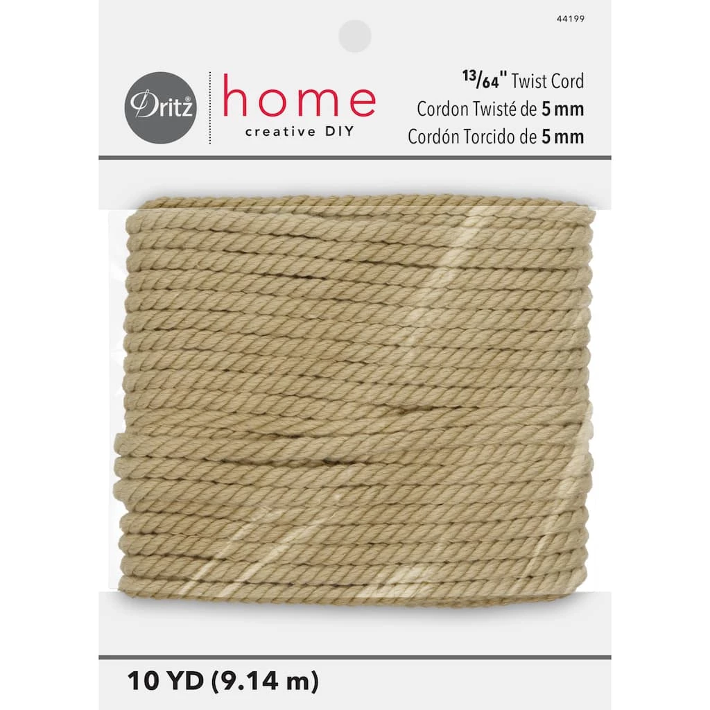 New ๐ Dritz® Home 13/64" x 10yd. Natural Twist Cord ๐ 1 New ๐ Dritz® Home 13/64" x 10yd. Natural Twist Cord ๐