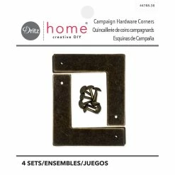 Brand new 🧨 Dritz® Small Antique Brass Home Smooth Campaign Hardware Corners, 3 Pack 🎉