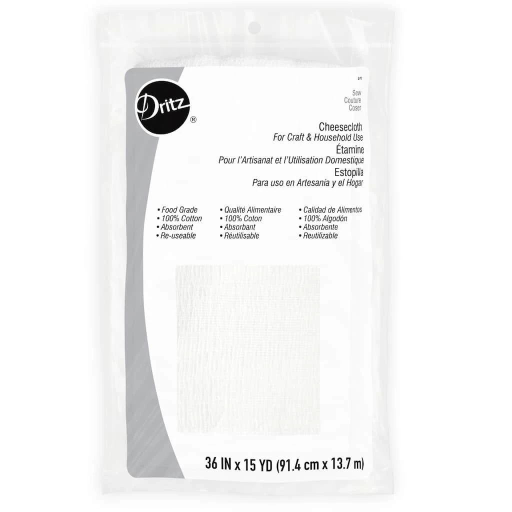 Deals ✔️ Dritz® White Cheesecloth, 36" x 15yd. 👏 1 Deals ✔️ Dritz® White Cheesecloth, 36" x 15yd. 👏